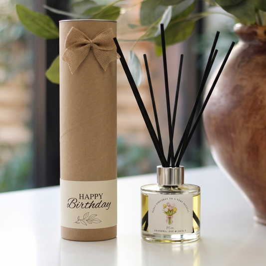 Mum birthday tulip candle and reed diffuser keepsake gift set ready to give - Hideaway Home Fragrances