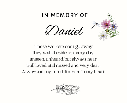 Luxury personalized bereavement condolence gift set with a comforting walking beside us tribute memory candle and reed diffuser, elegantly boxed by Hideaway Home Fragrances.