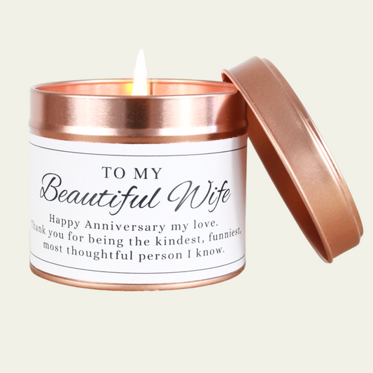 Wedding Anniversary Personalised Candle Gift Beautiful Wife - Hideaway Home Fragrances