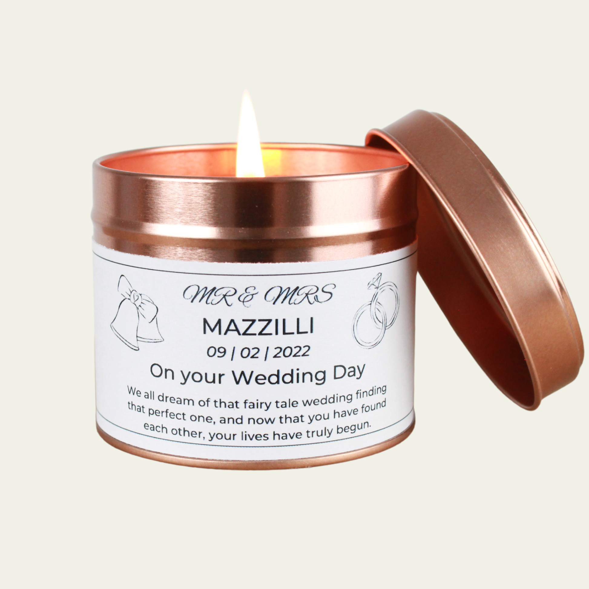 Wedding Day Personalised Keepsake Candle Gift - Hideaway Home Fragrances