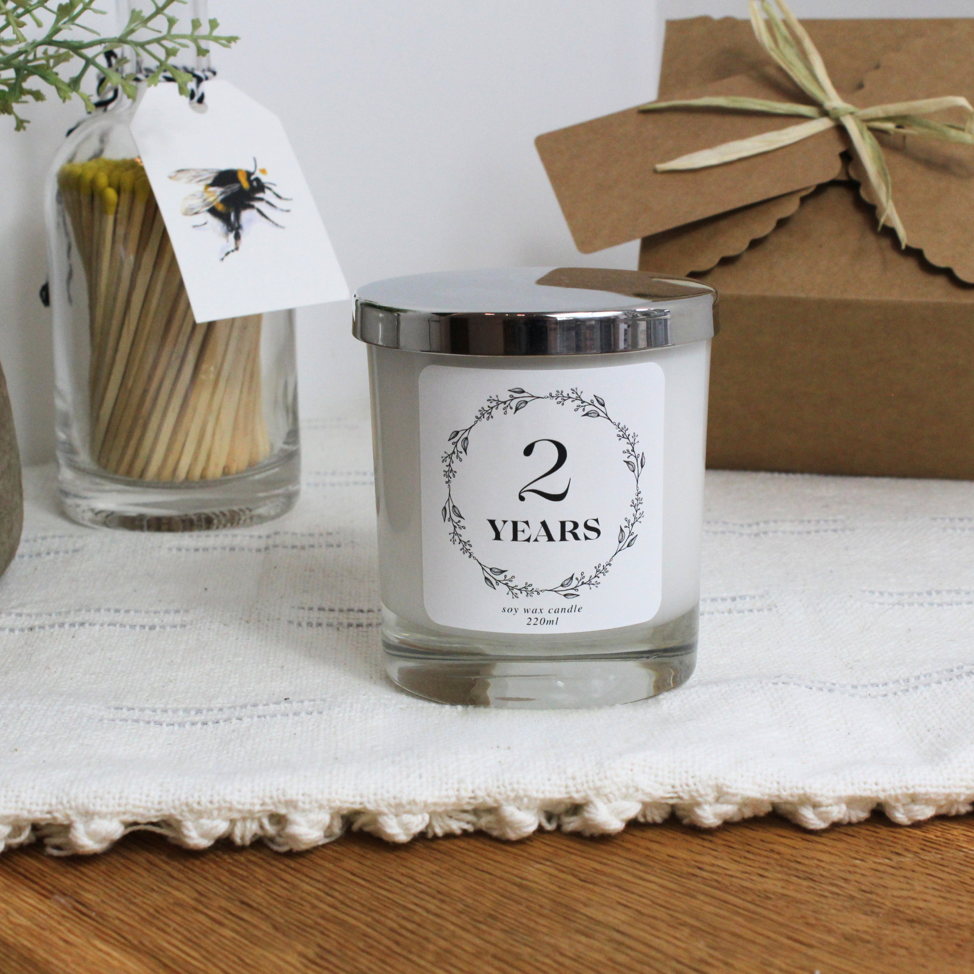 Luxury hand-poured candle personalised with anniversary number – Hideaway Home Fragrance