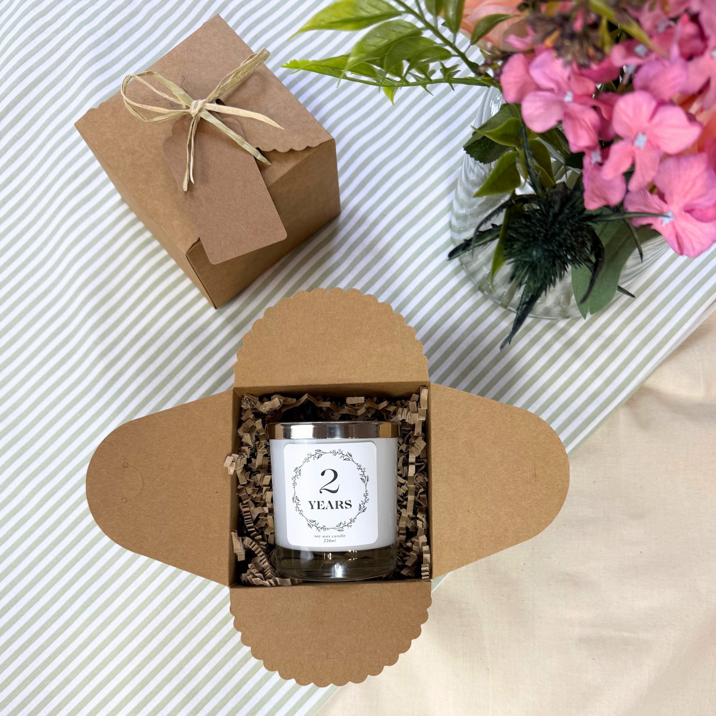 Unique personalised candle celebrating your years together – Hideaway Home Fragrance