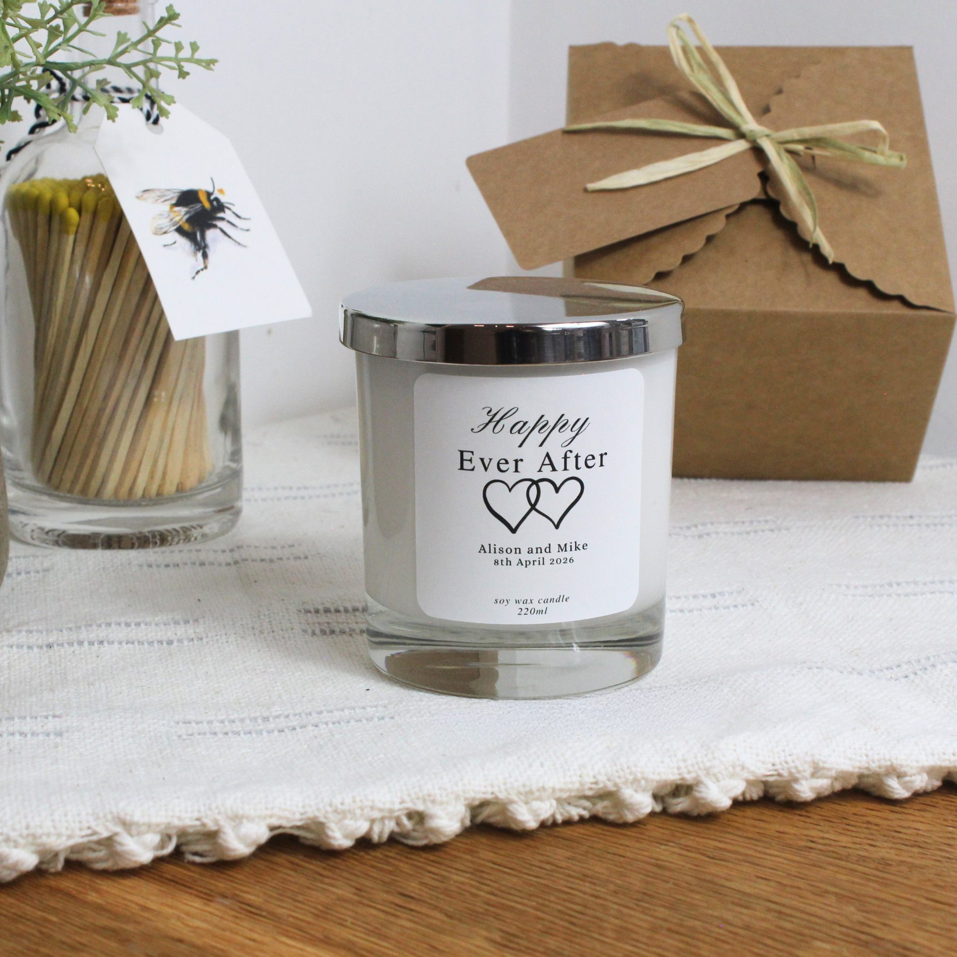 Wedding Day Keepsake Candle Featuring Names and Date – Hideaway Home Fragrances