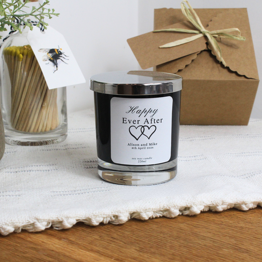 Happy Ever After Personalised Wedding Candle with Couple’s Names – Hideaway Home Fragrances