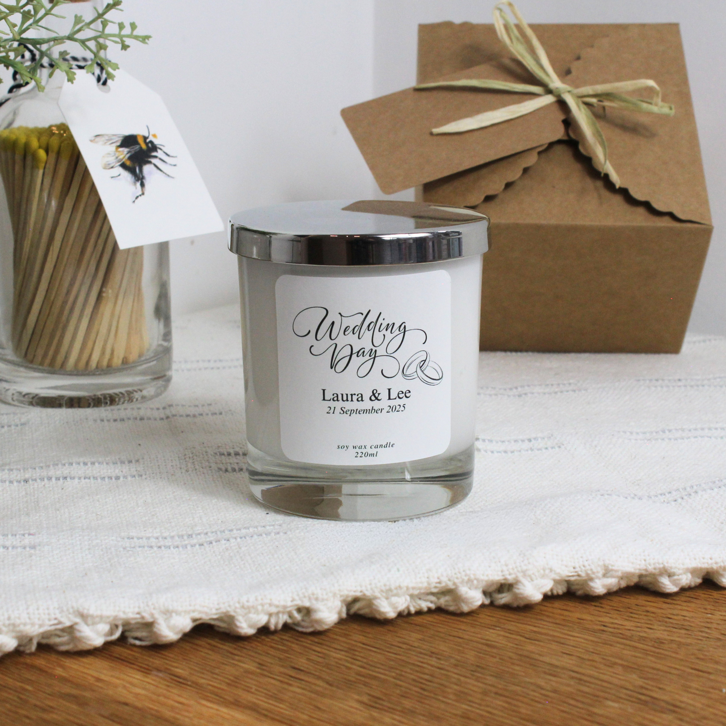 Elegant Wedding Keepsake Candle for Newlyweds – Hideaway Home Fragrances