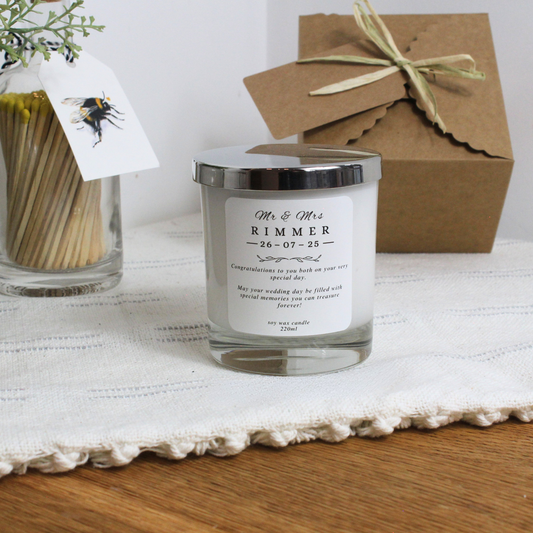 Personalised Wedding Candle for Mr & Mrs, Mr & Mr, or Mrs & Mrs – Hideaway Home Fragrances