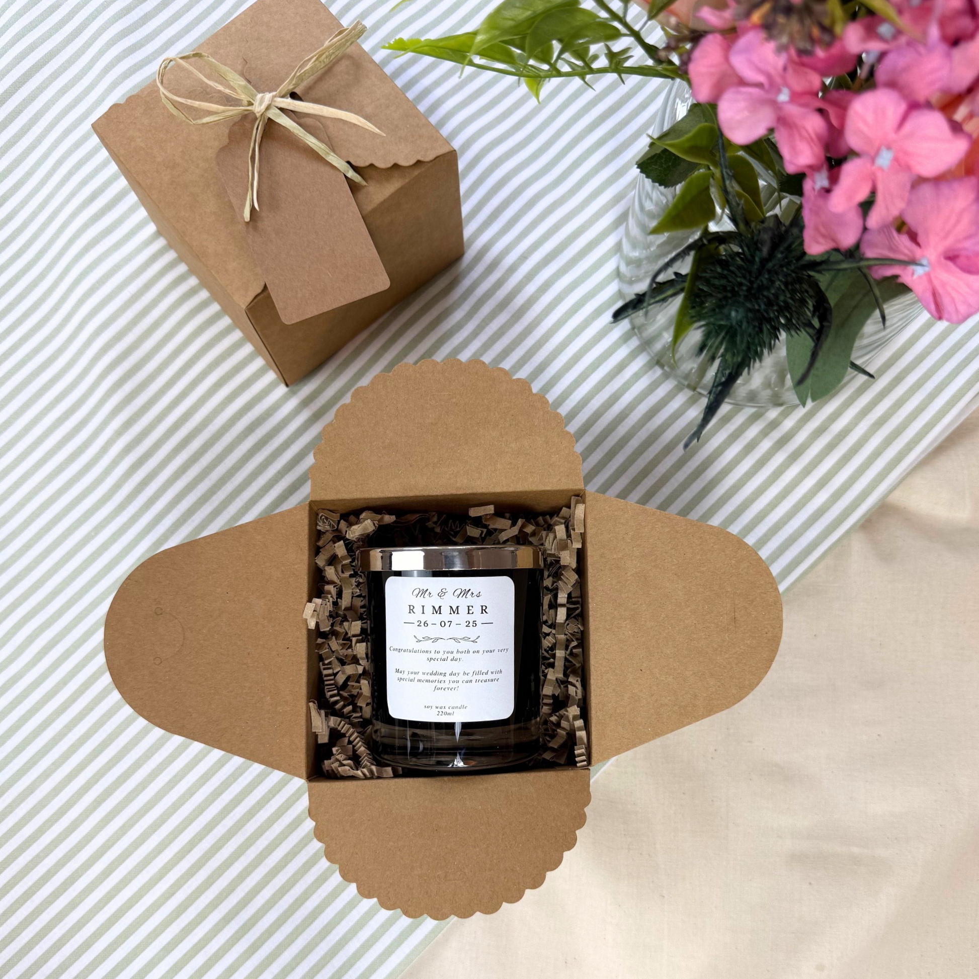 Custom Wedding Candle with Heartfelt Message for Special Couples – Hideaway Home Fragrances