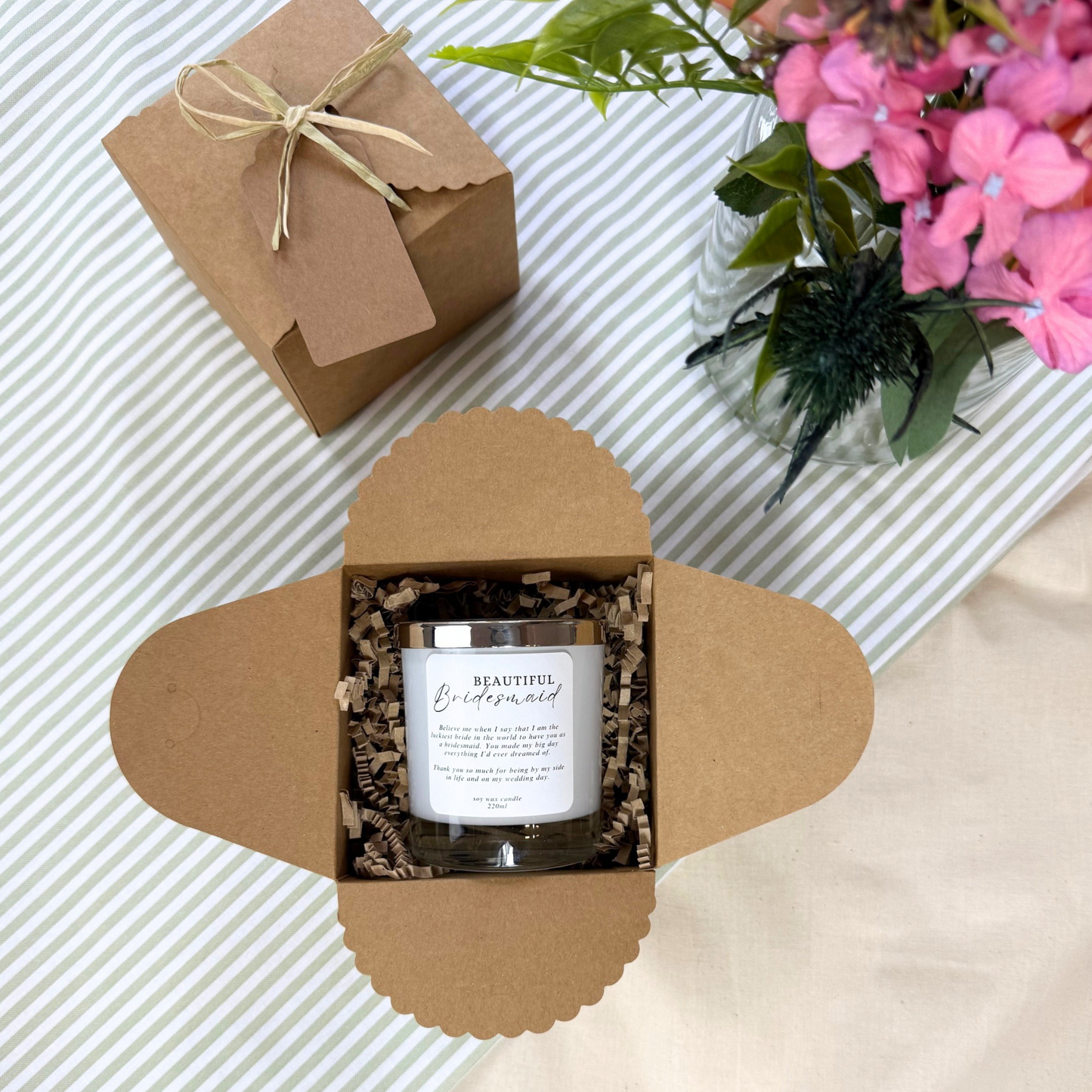 Custom Bridesmaid Thank You Candle Wedding Gift – Hideaway Home Fragrances