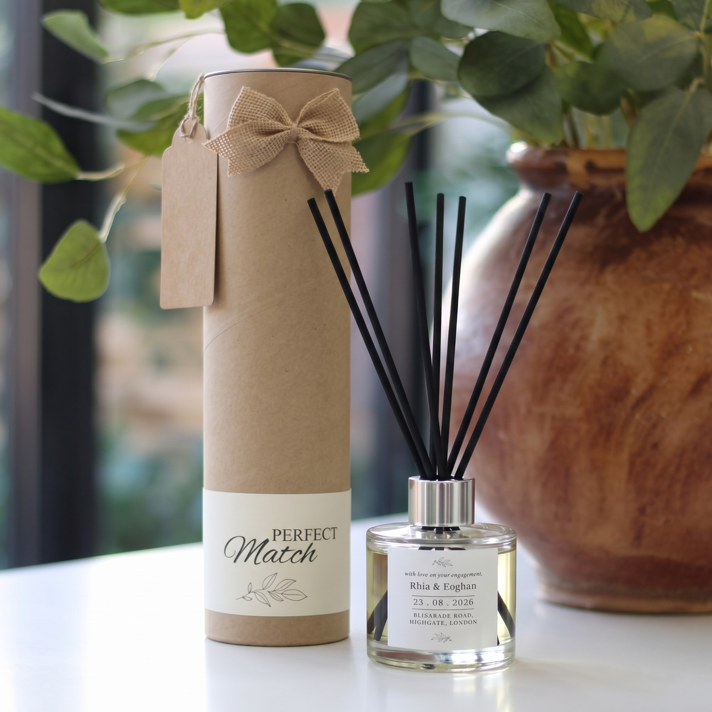 Personalised "Where It All Began" map candle and reed diffuser keepsake gift set, beautifully packaged and ready to gift by Hideaway Home Fragrances.
