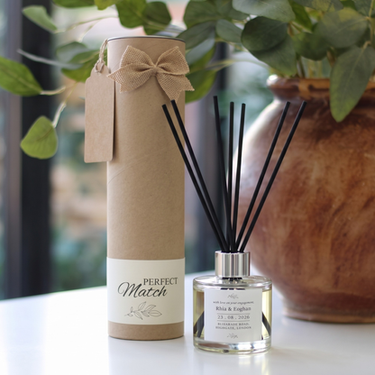 Personalised "Where It All Began" map candle and reed diffuser keepsake gift set, beautifully packaged and ready to gift by Hideaway Home Fragrances.