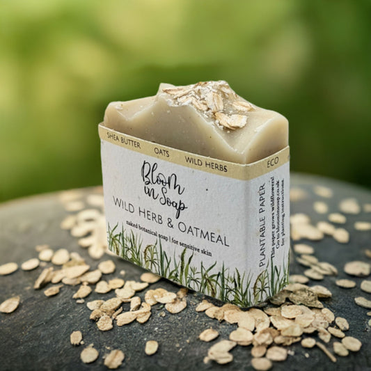 Wild Herb & Oatmeal soap bar for sensitive and problematic skin - Hideaway Home Fragrances