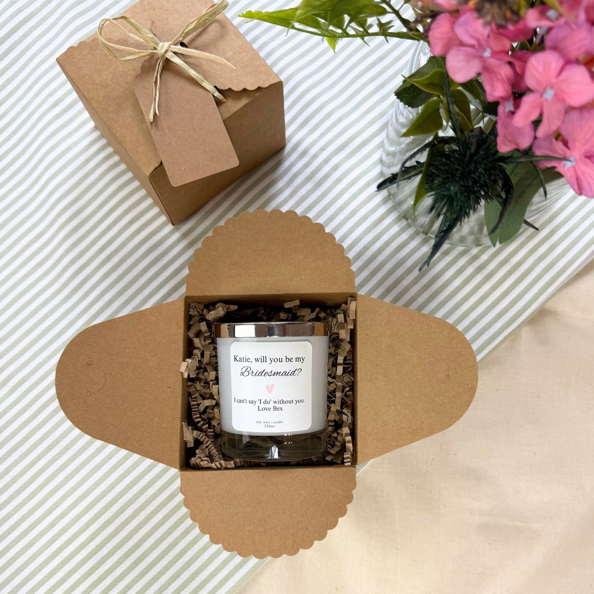 Personalised Keepsake Candle to Ask Friends to Be Bridesmaids – Hideaway Home Fragrances