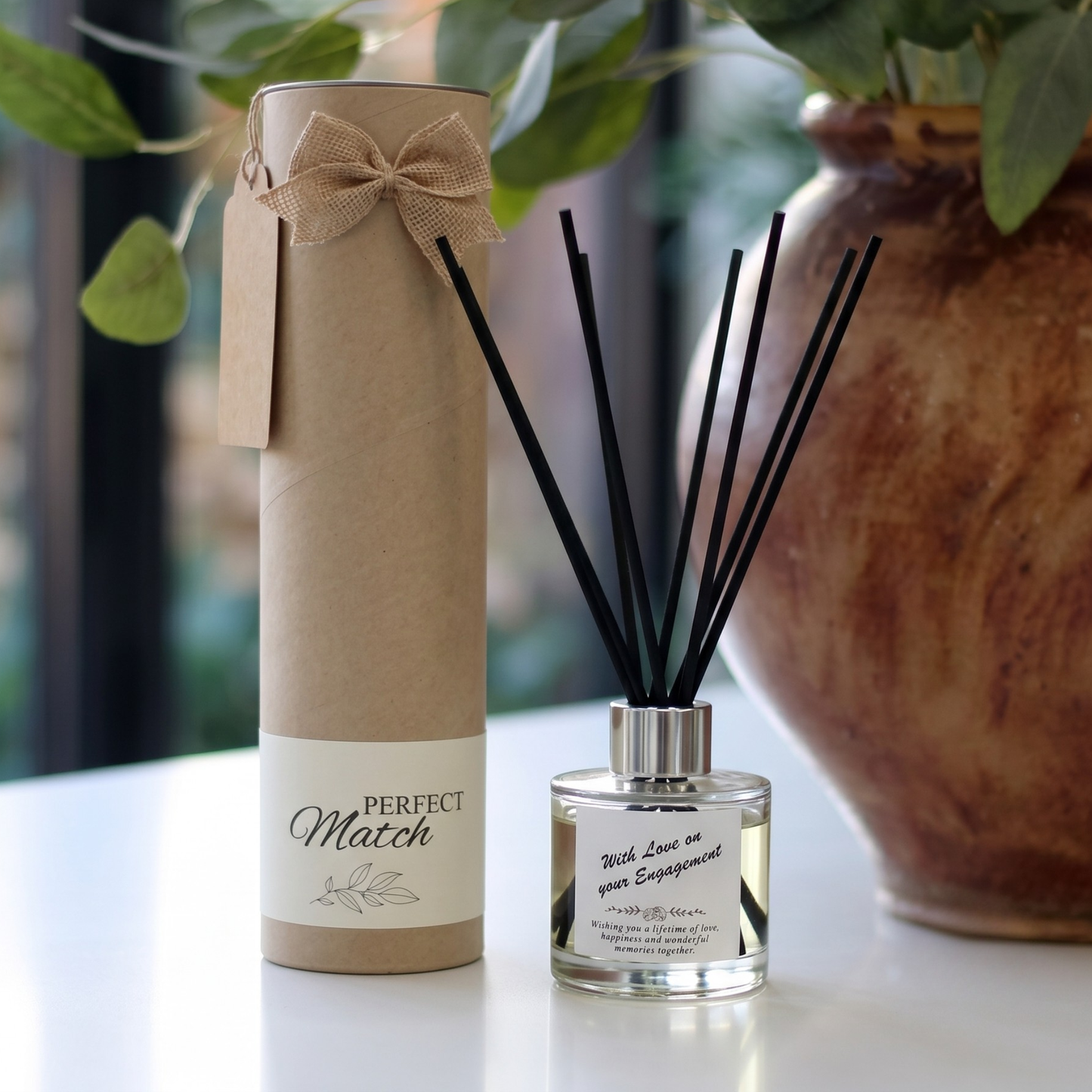 With love on your engagement candle and reed diffuser keepsake gift set ready to give - Hideaway Home Fragrances