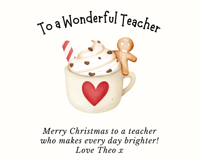 Close up of personalised wonderful teacher luxury reed diffuser festive end of term holiday gift - Hideaway Home Fragrances