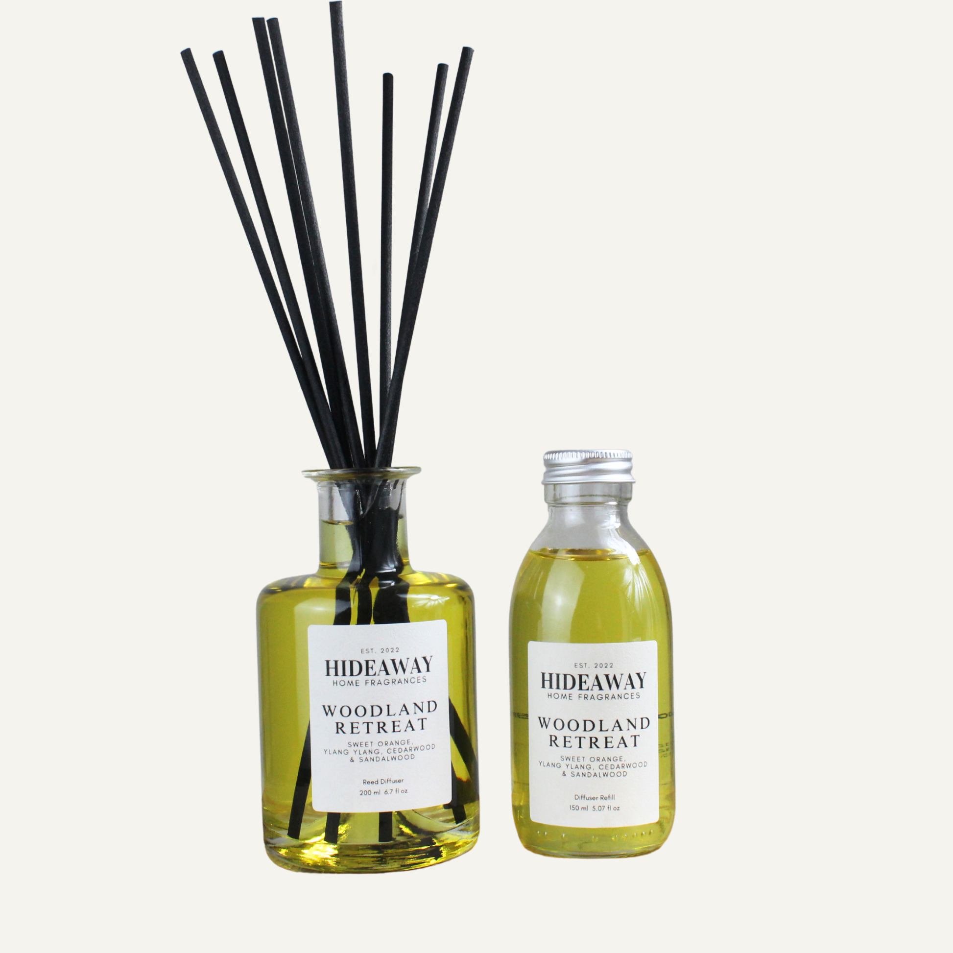 Uplifting Floral Grounding Reed Diffuser Refill – Sweet Orange & Ylang Ylang Blend with Cedarwood and Sandalwood | Hideaway Home Fragrances