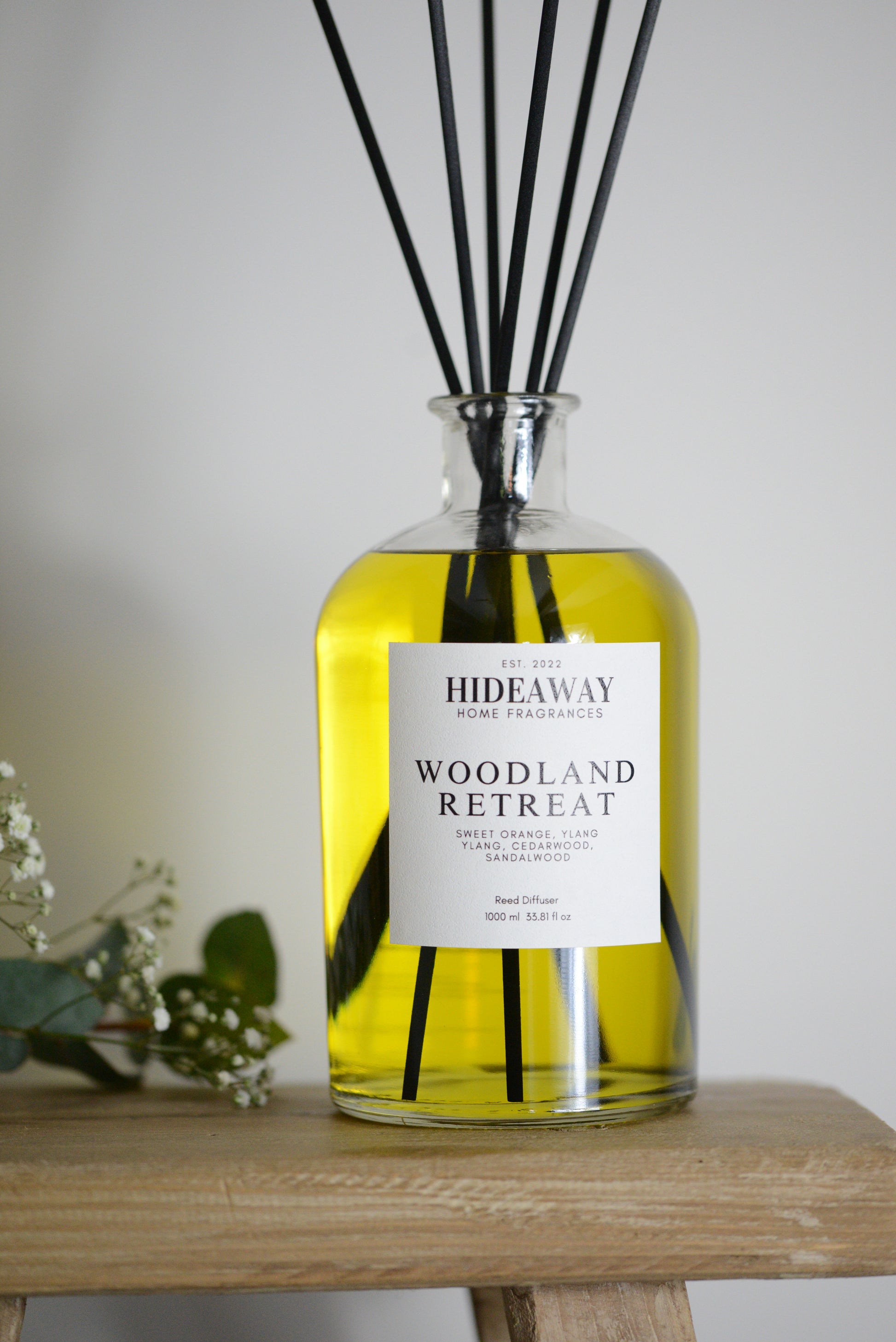 Large Woodland Retreat Reed Diffuser for a calming, refreshing atmosphere - Hideaway Home Fragrances