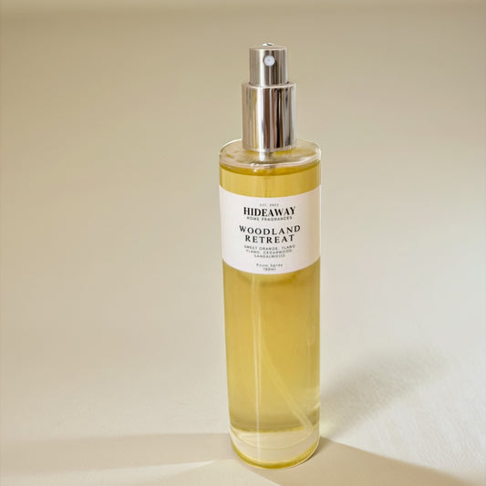 Woodland Retreat Room Spray with sweet orange and ylang ylang - Hideaway Home Fragrances