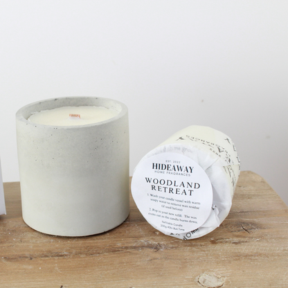 Refresh and calm your space with the Woodland Retreat scented candle - Hideaway Home Fragrances