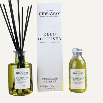 Elegant Sweet Orange and Ylang Ylang Reed Diffuser – Uplifting Floral Grounding Blend Inspired by Woodland Serenity | Hideaway Home Fragrances