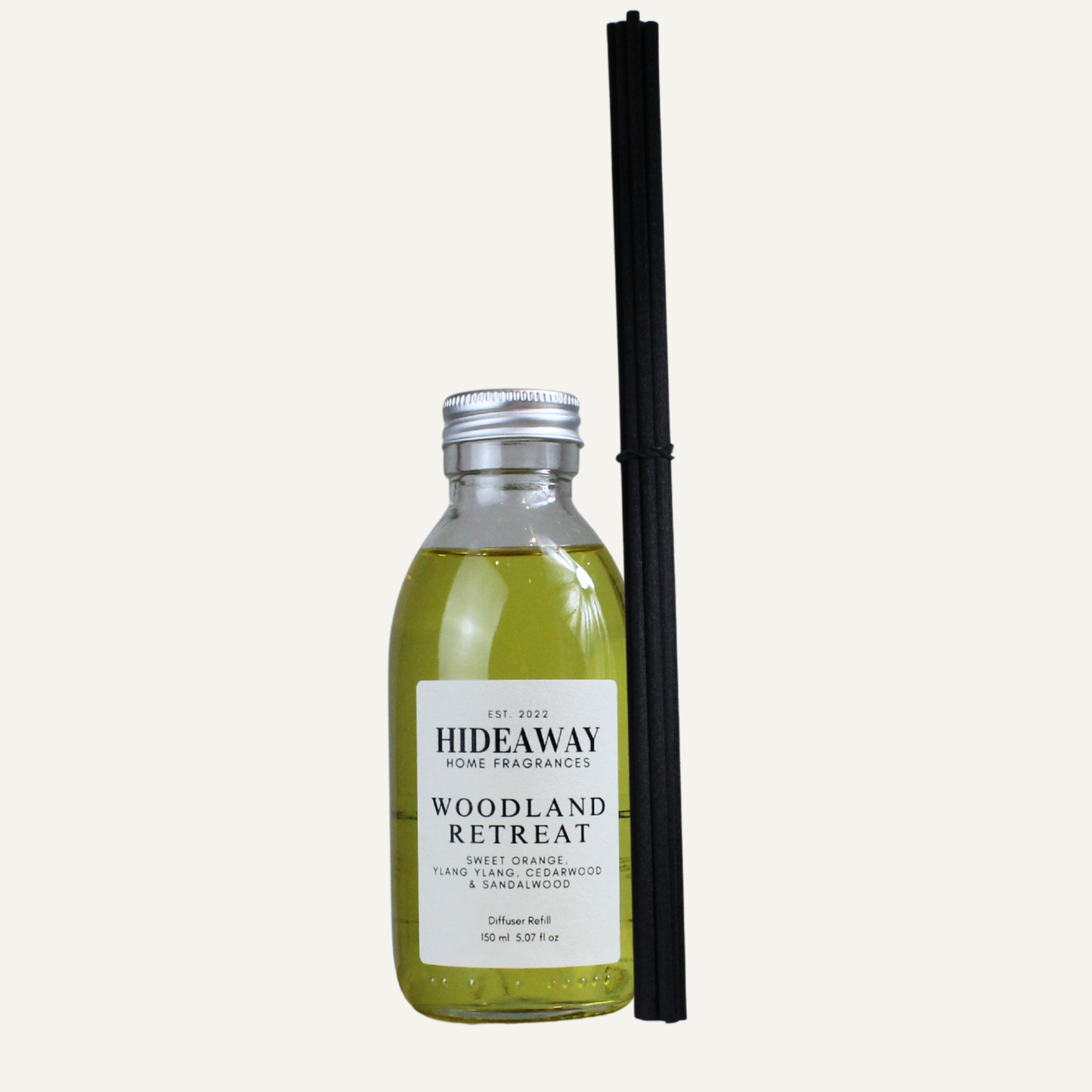 Sweet Orange & Ylang Ylang Reed Diffuser Refill – Uplifting Floral Grounding Home Fragrance with Cedarwood and Sandalwood | Hideaway Home Fragrances