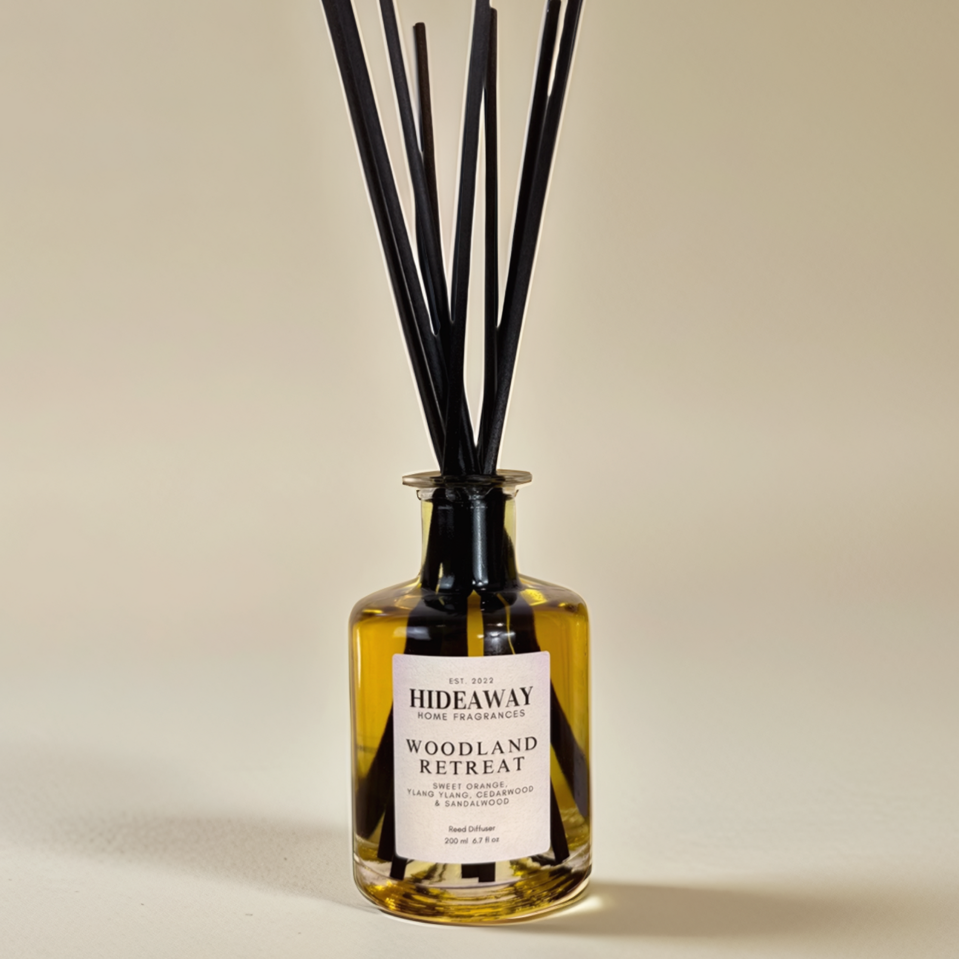 Woodland Retreat Reed Diffuser with sweet orange, ylang ylang, and cedarwood – Hideaway Home Fragrances