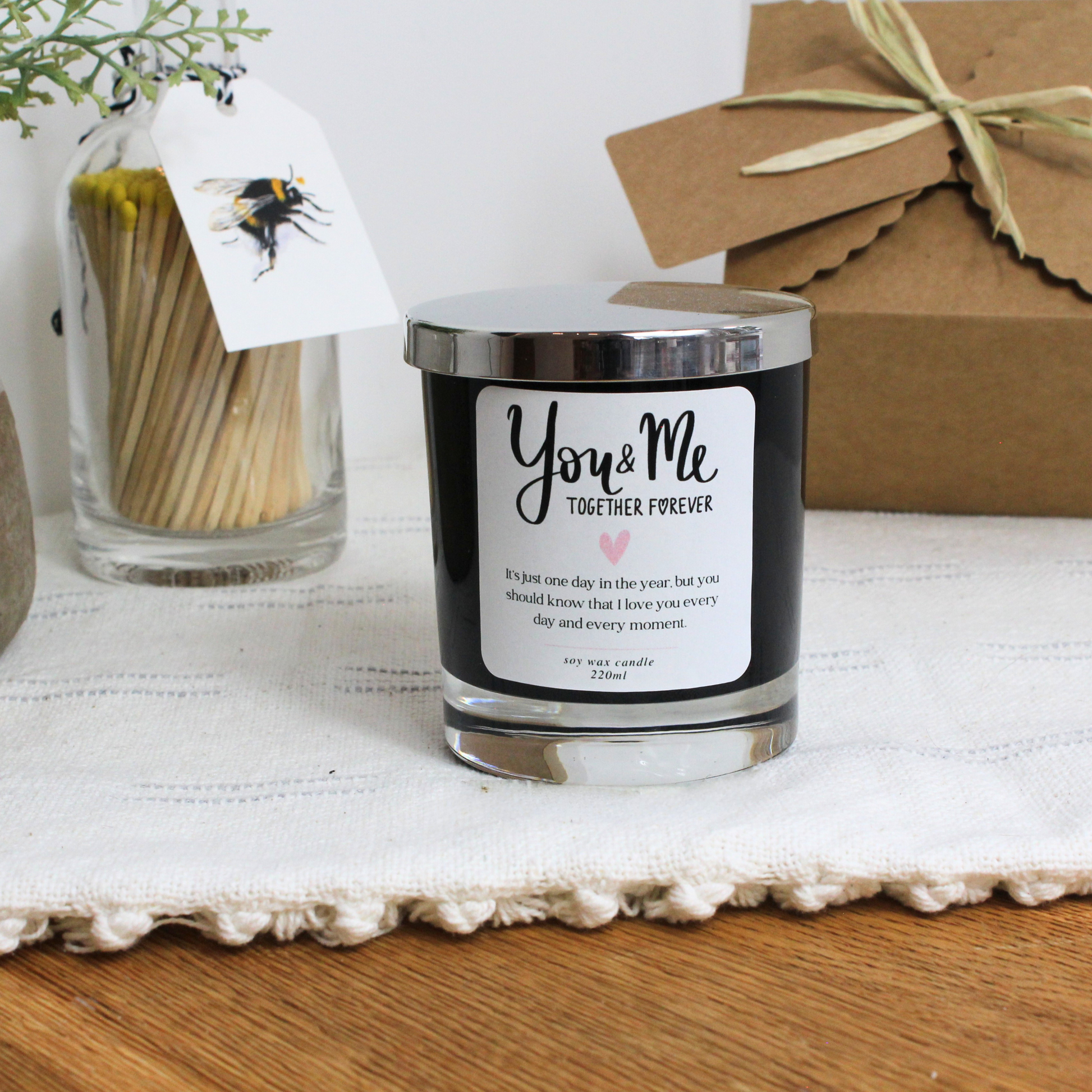 Luxury hand-poured anniversary candle keepsake with bespoke heartfelt message – Hideaway Home Fragrances
