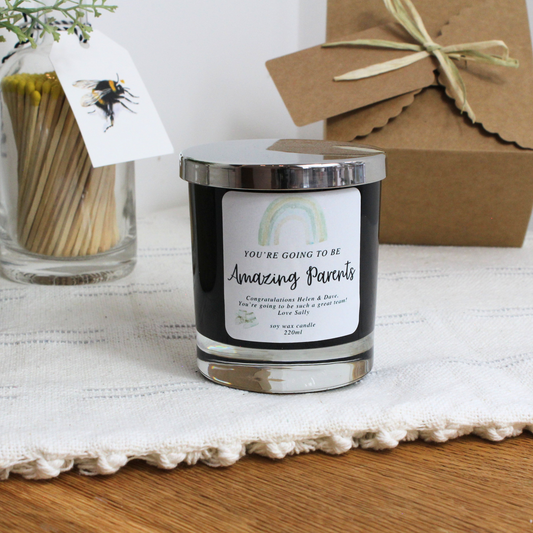 You’re Going to Be Amazing Parents personalised candle gift with heartfelt message – Hideaway Home Fragrances