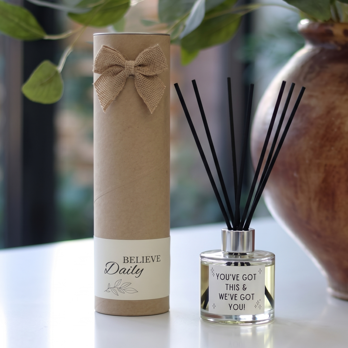 Personalised "You've Got This" positive candle and luxury reed diffuser keepsake gift set, beautifully packaged and ready to gift by Hideaway Home Fragrances.