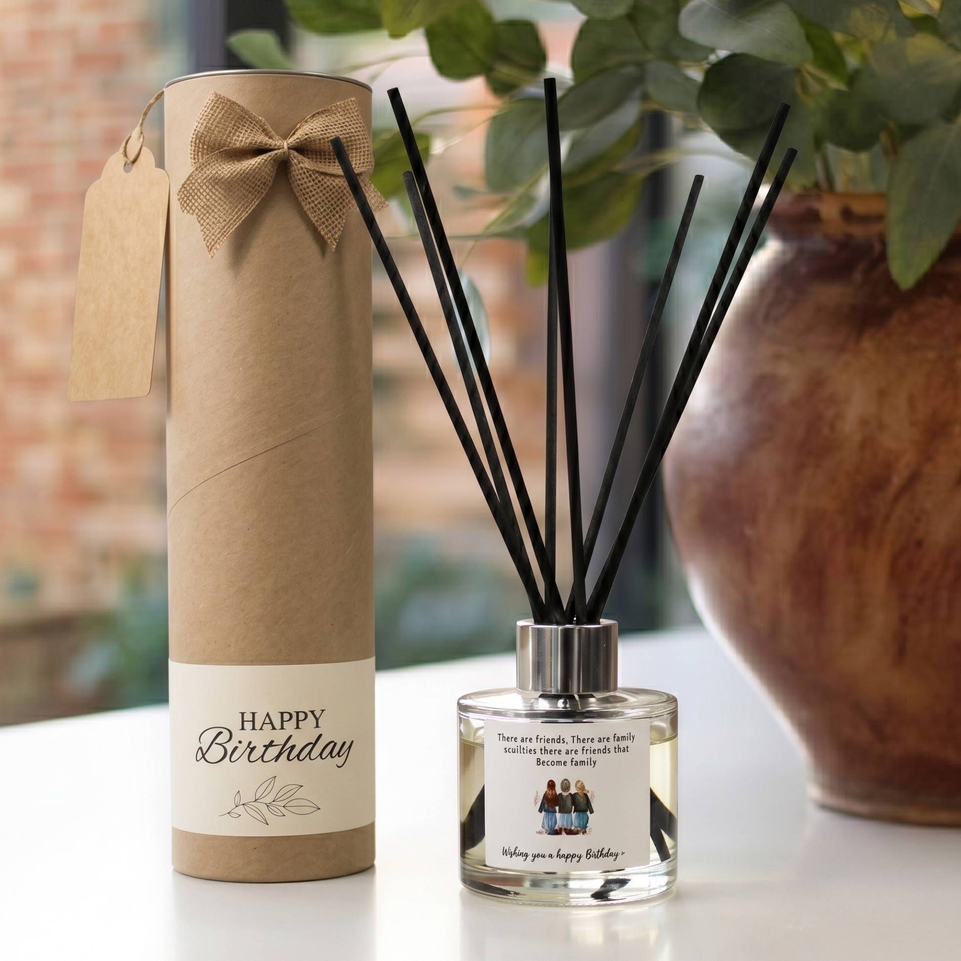Personalised friends become family candle and reed diffuser keepsake gift set ready to give - Hideaway Home Fragrances