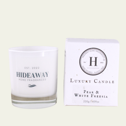 Pear & White Freesia Luxury Candle - Hideaway Home Fragrances