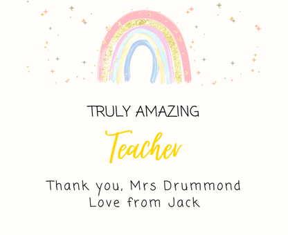 Premium personalized school leaving thank you hamper with a sentimental custom mentor tribute candle and reed diffuser, elegantly boxed by Hideaway Home Fragrances.