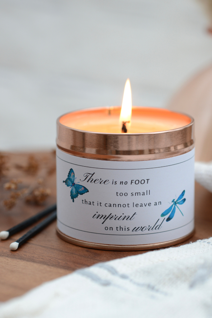 No Foot too Small Deepest Sympathy Child Candle Gift - Hideaway Home Fragrances