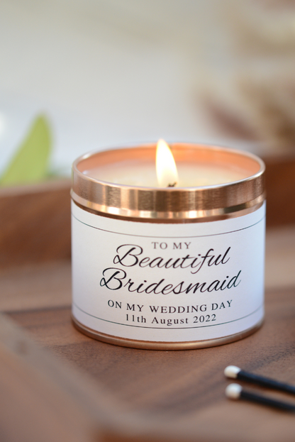 Beautiful Bridesmaid - Personalised Candle Gift - Hideaway Home Fragrances