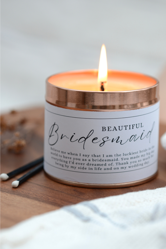Personalised Beautiful Bridesmaid Candle Gift - Hideaway Home Fragrances