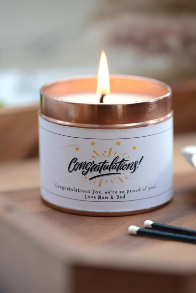 Congratulations - Personalised Candle Gift - Hideaway Home Fragrances