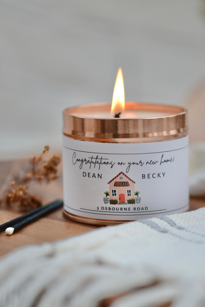 Congratulations on your New Home - Personalised Candle Gift - Hideaway Home Fragrances