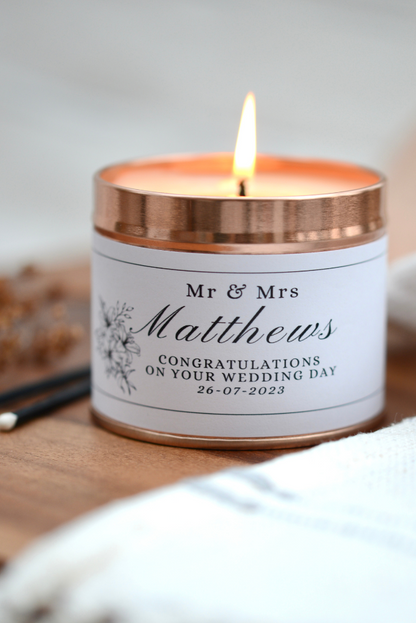 Congratulations on your Wedding Day Personalised Candle Gift - Hideaway Home Fragrances