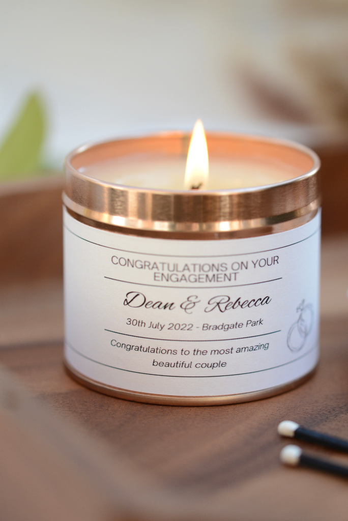 Personalised Engagement Gift Luxury Scented Candle.