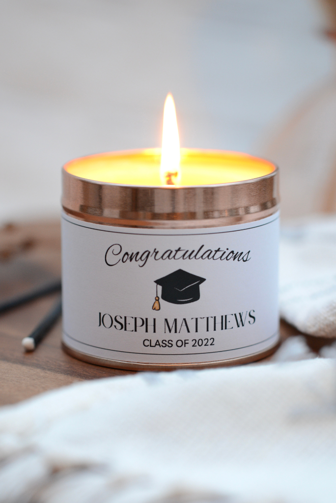 Graduation congratulations - Personalised Candle Gift - Hideaway Home Fragrances