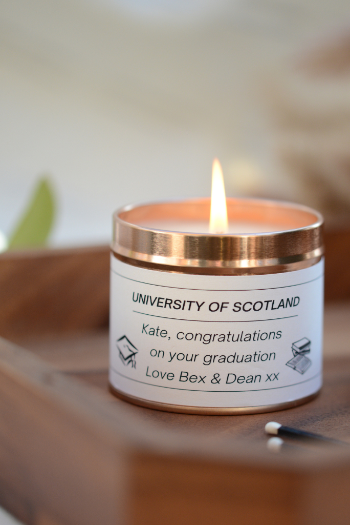 Graduation with University - Personalised Candle Gift - Hideaway Home Fragrances