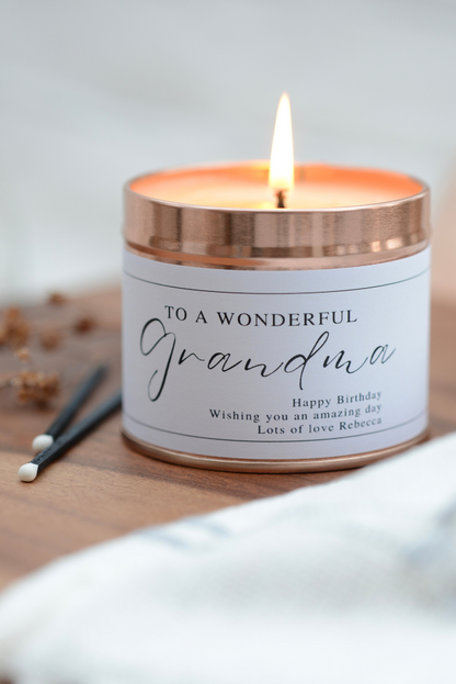 A Wonderful Grandma Personalised Candle Gift - Hideaway Home Fragrances