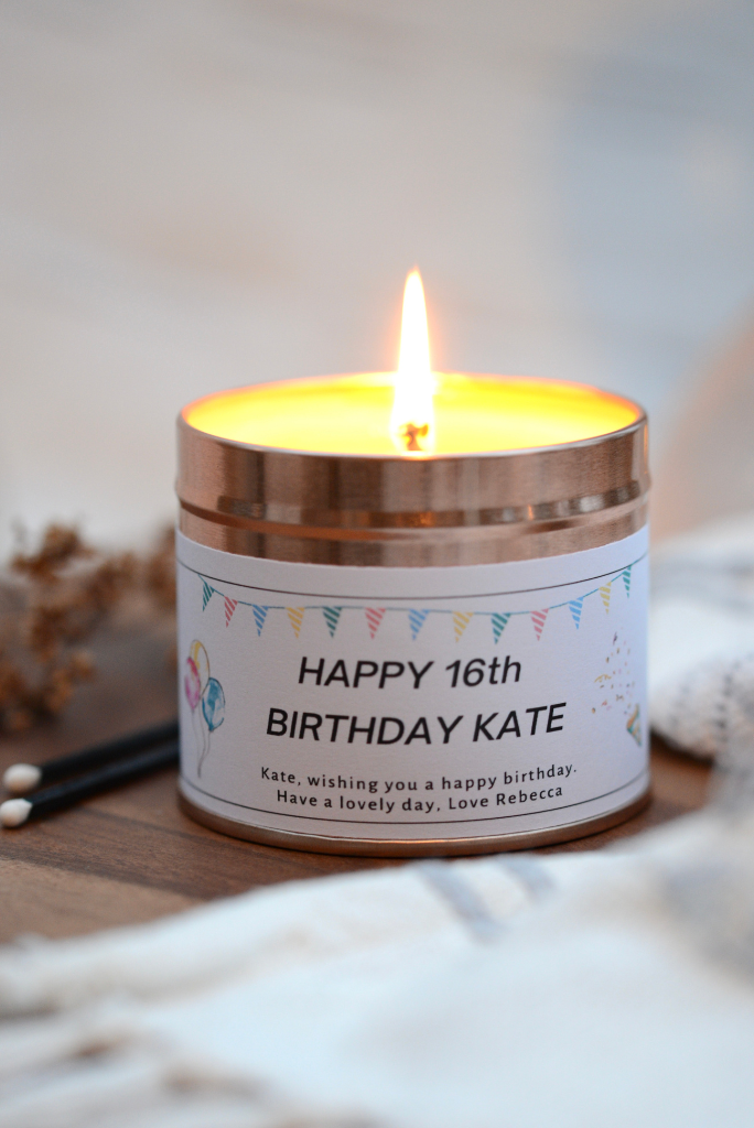 Happy 16th Birthday - Personalised Candle Gift - Hideaway Home Fragrances