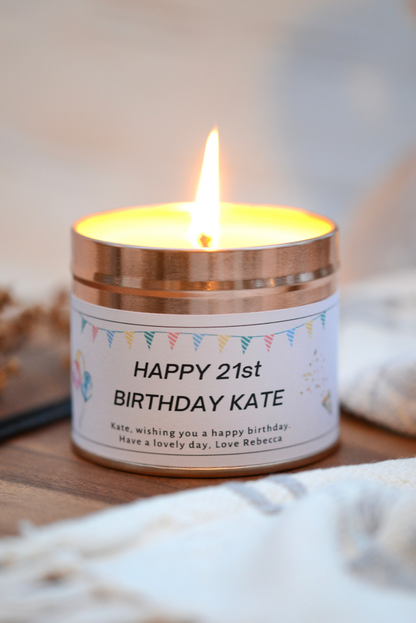 Happy 21st Birthday - Personalised Candle Gift - Hideaway Home Fragrances