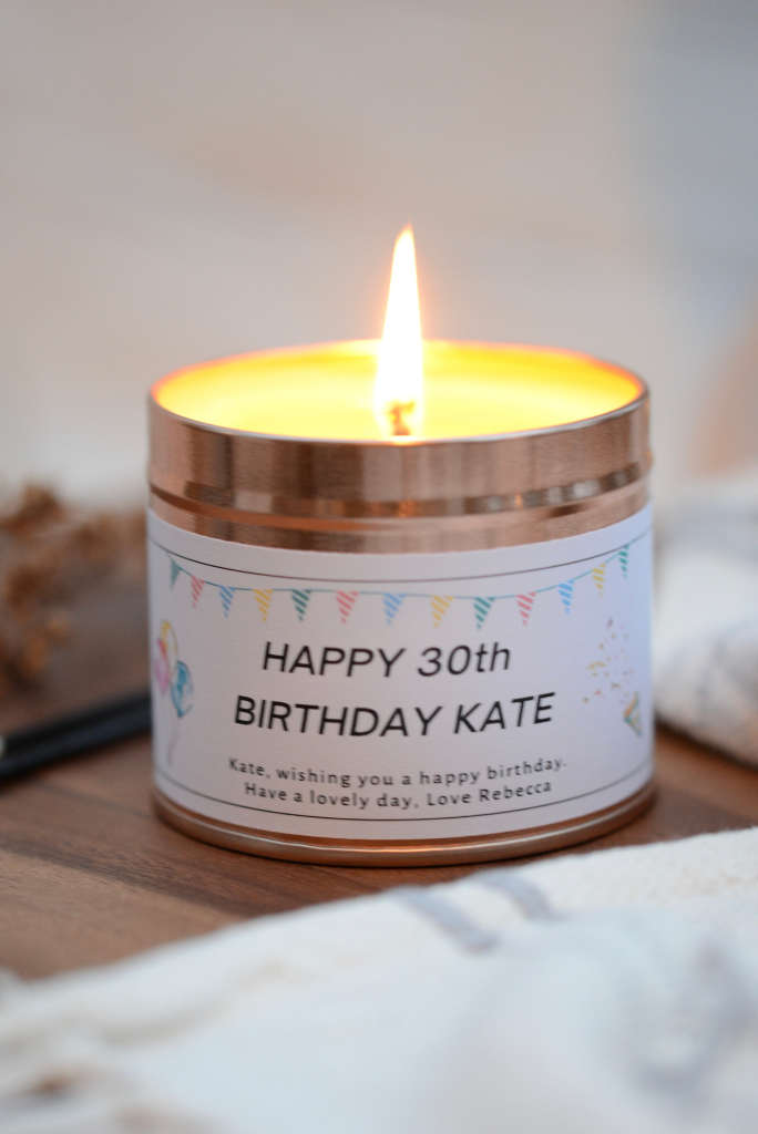 Happy 30th Birthday - Personalised Candle Gift - Hideaway Home Fragrances