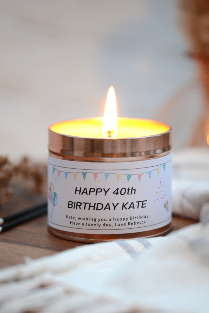 Happy 40th Birthday - Personalised Candle Gift - Hideaway Home Fragrances