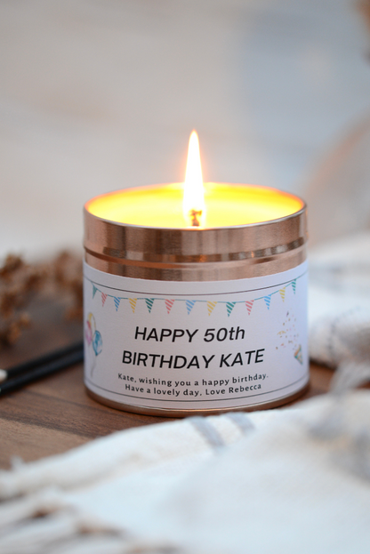 Happy 50th Birthday - Personalised Candle Gift - Hideaway Home Fragrances