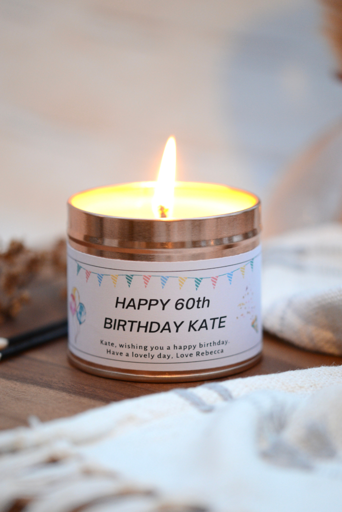Happy 60th Birthday - Personalised Candle Gift - Hideaway Home Fragrances