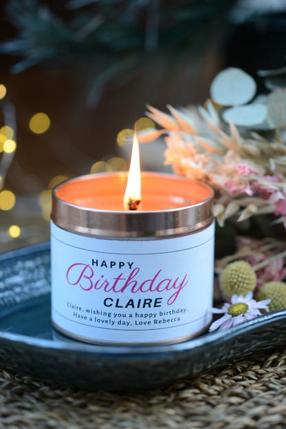 Happy Birthday Personalised Candle Gift - Hideaway Home Fragrances