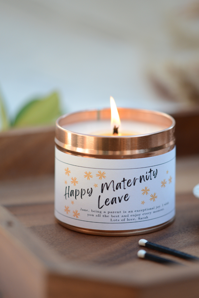 Happy Maternity Leave - Personalised Candle Gift - Hideaway Home Fragrances