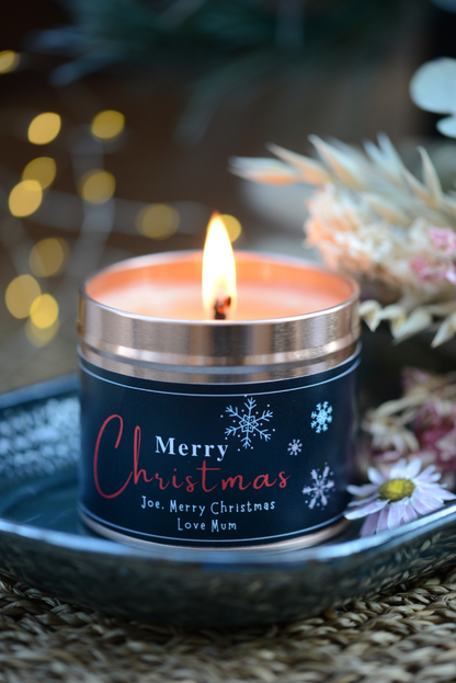 Merry Christmas - Personalised Candle Gift - Hideaway Home Fragrances